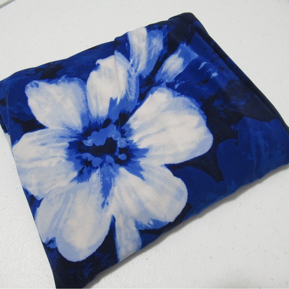 Lauren Ralph Lauren Floral Cowl Neck Sleeveless Sheath Dress Blue White Size 8 - Picture 16 of 16